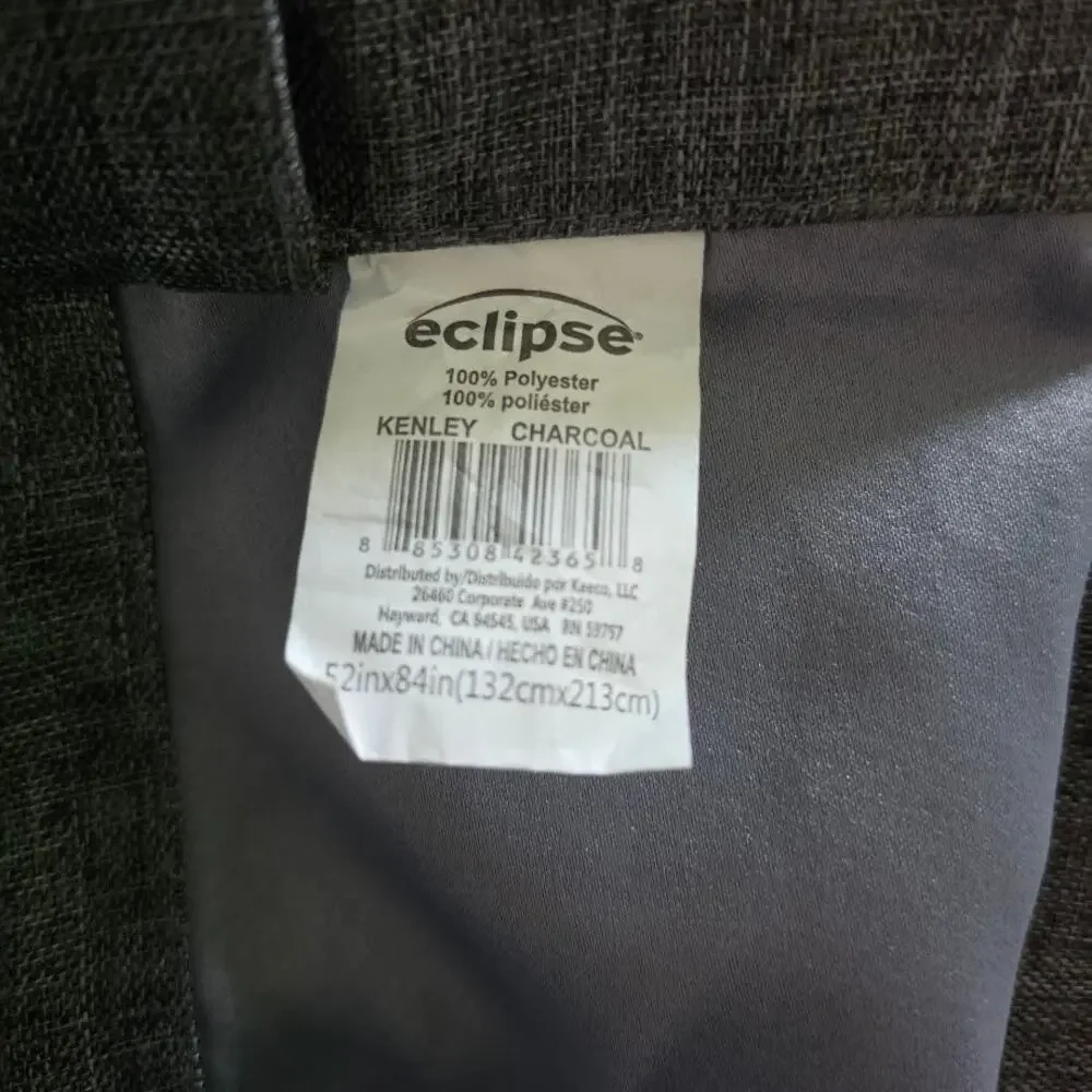 Eclipse Black-Out Curtain Panel Kenley Charcoal 52x84